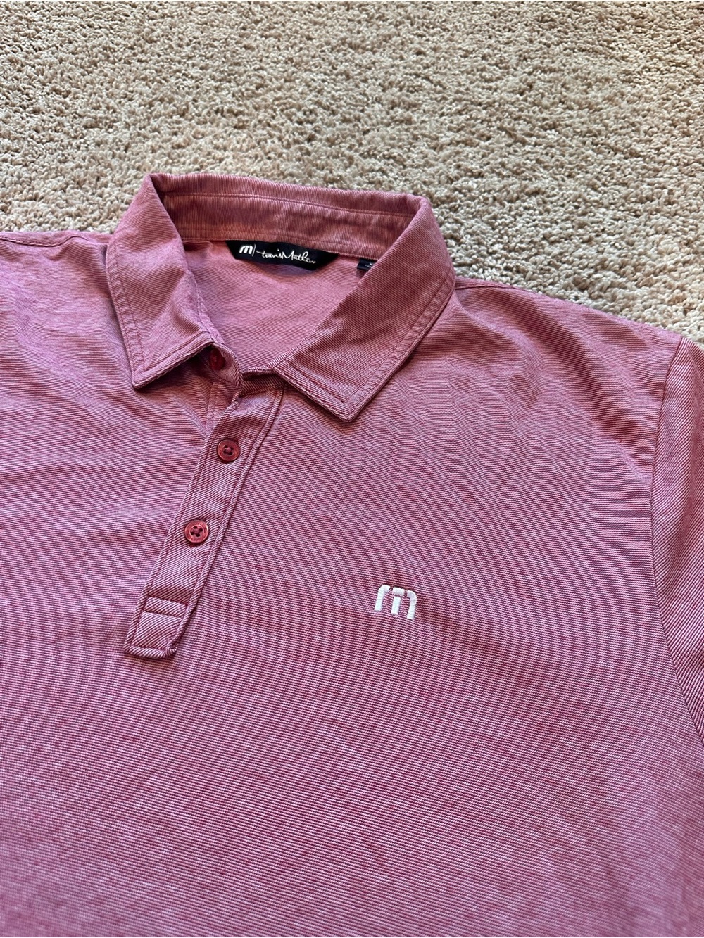 TravisMathew The Zinna Golf Polo Shirt Men’s Size XL Heather Cardinal Pink Red